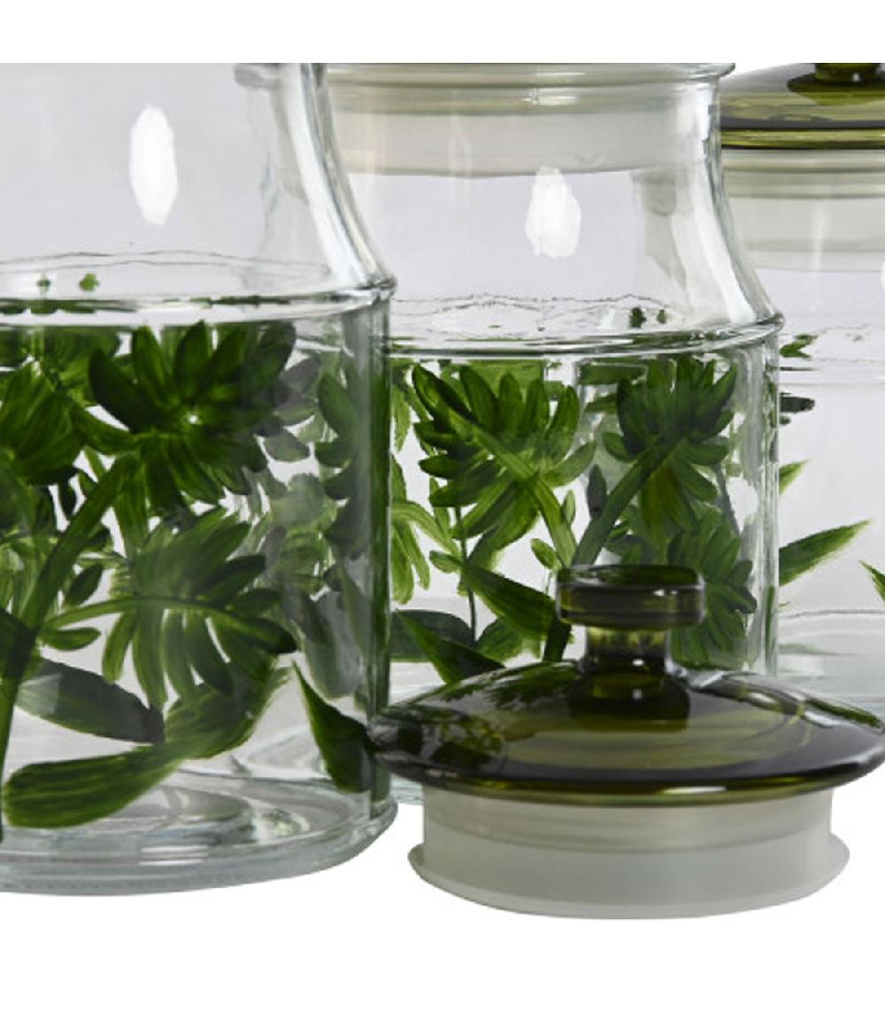 Wadiga Set De 3 Pots En Verre Botanique 12x12x23.5cm