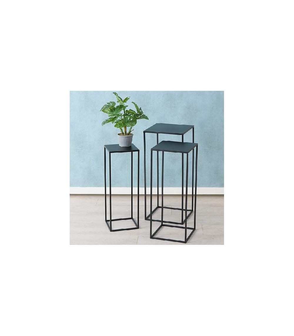 Wadiga Set De 3 Sellettes En Métal Noir - Hauteur 70cm