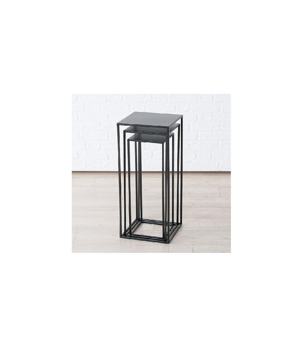 Wadiga Set De 3 Sellettes En Métal Noir - Hauteur 70cm