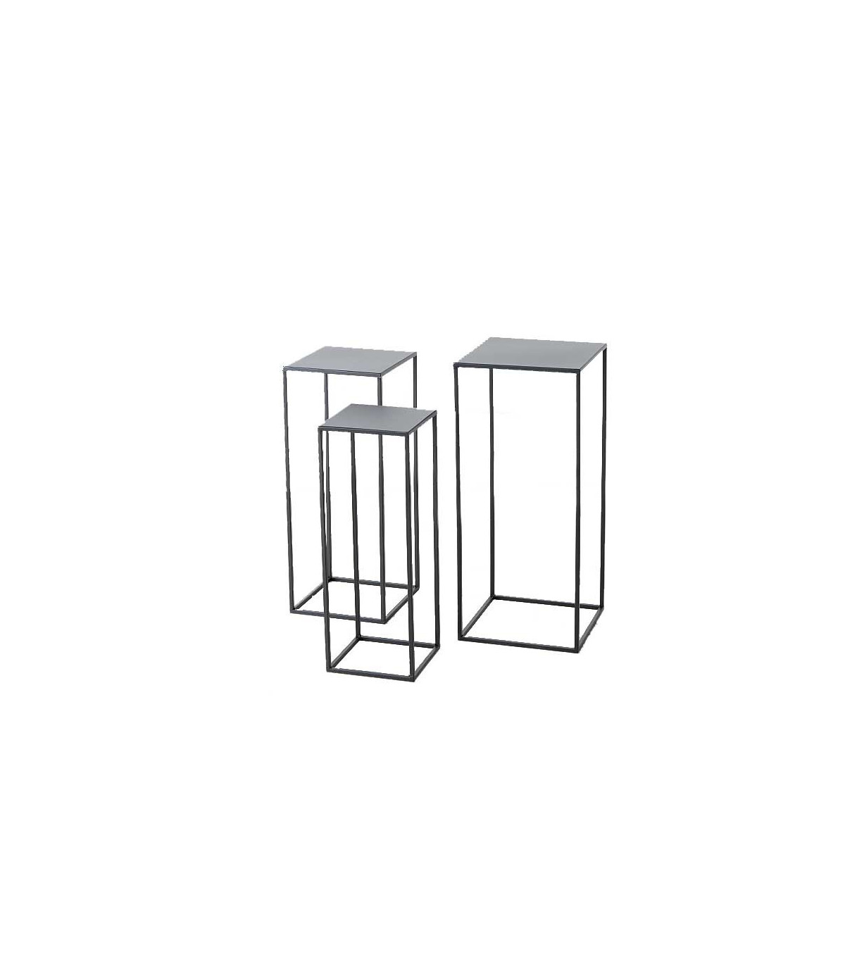 wadiga Set de 3 Sellettes en Métal Noir - Hauteur 70cm
