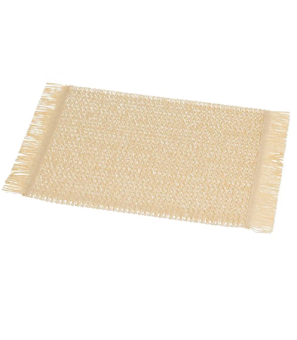 Wadiga Set De 3 Sets De Table Rectangulaires En Fibre Beige Vert Marron