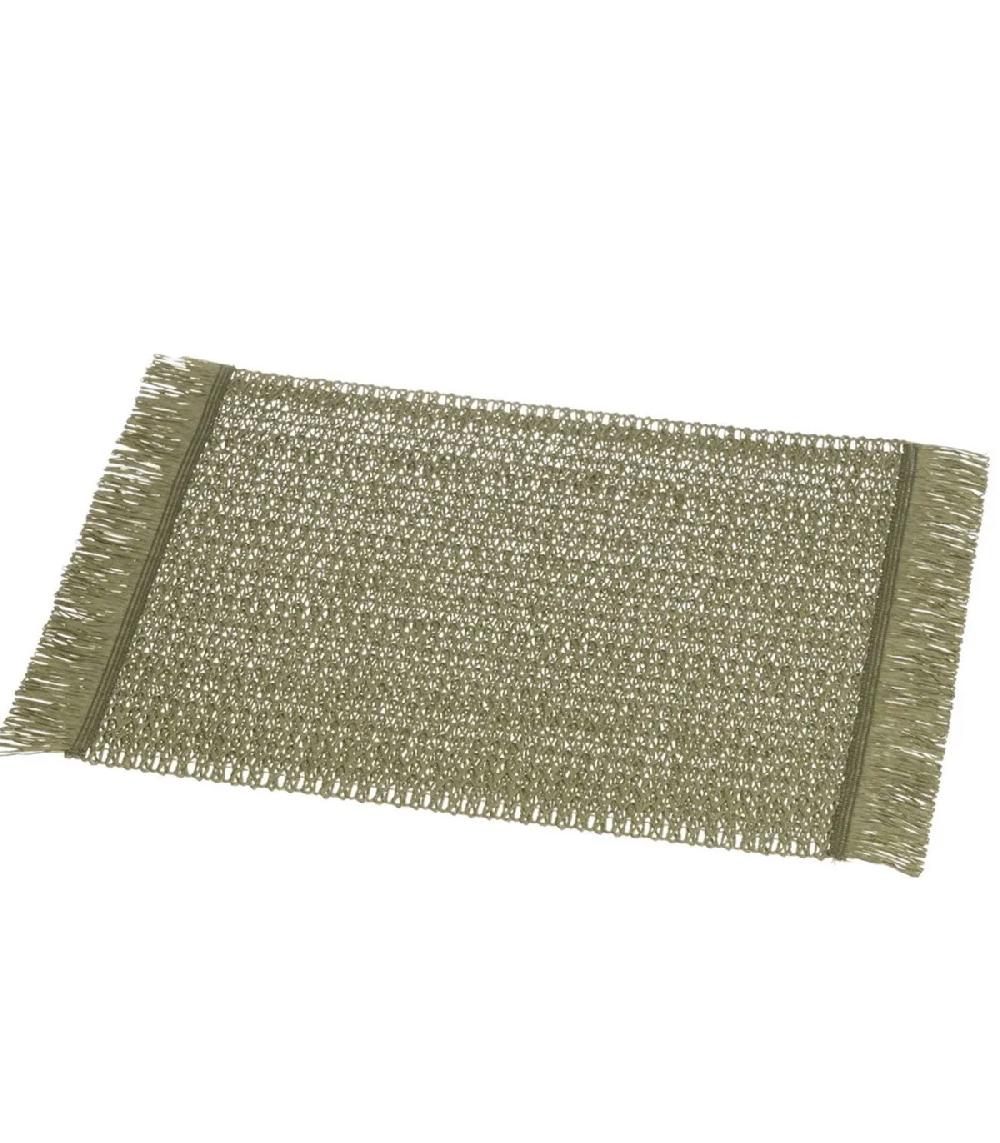 Wadiga Set De 3 Sets De Table Rectangulaires En Fibre Beige Vert Marron