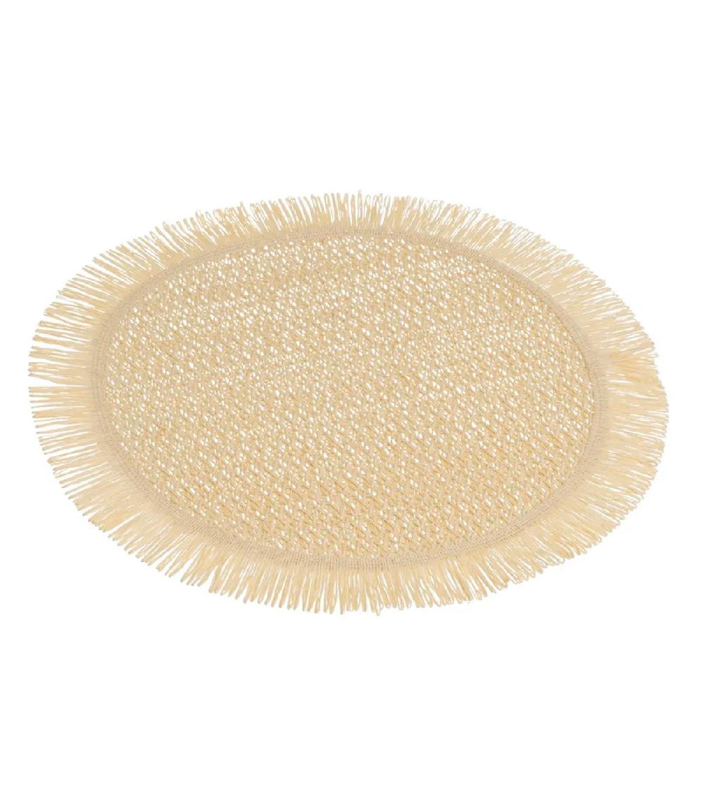 Wadiga Set De 3 Sets De Table Ronds En Fibre Beige Vert Marron