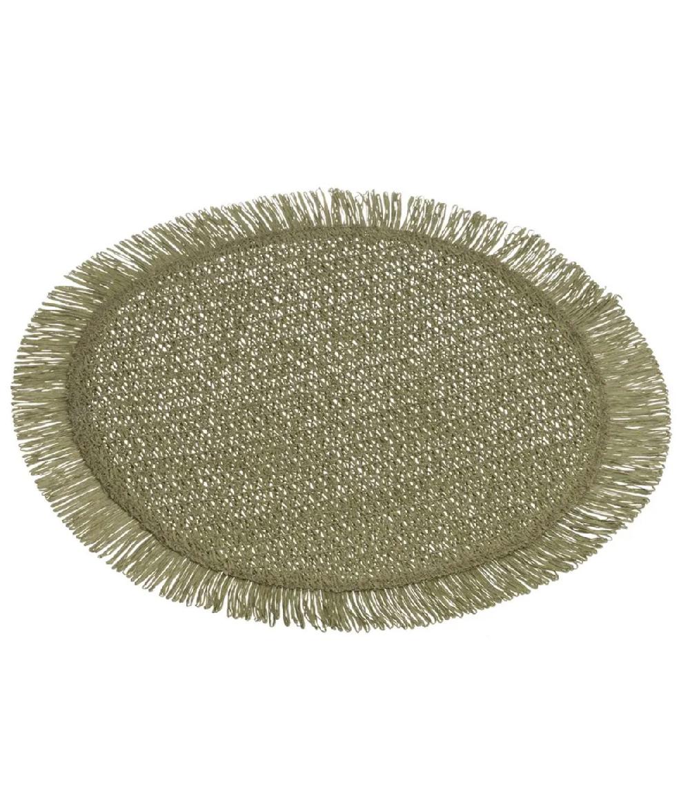 Wadiga Set De 3 Sets De Table Ronds En Fibre Beige Vert Marron