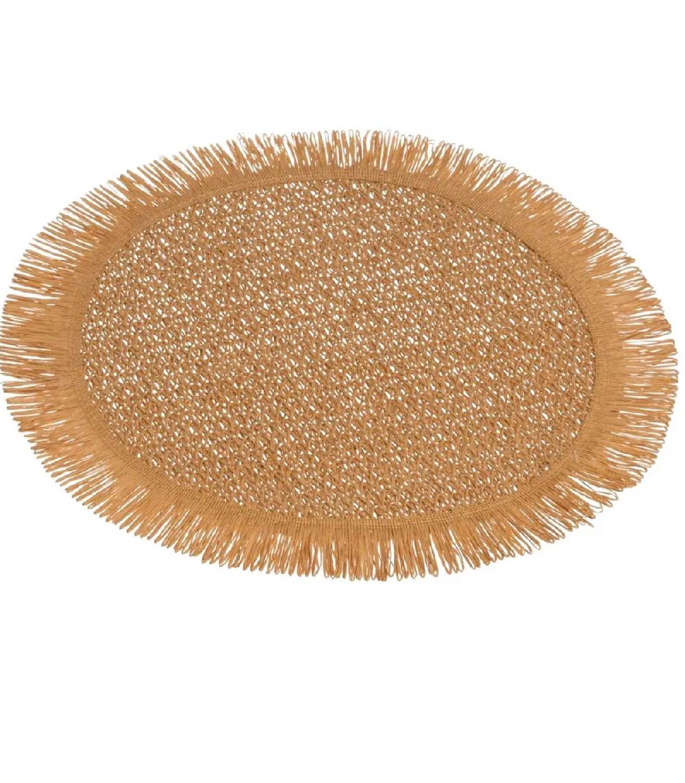 Wadiga Set De 3 Sets De Table Ronds En Fibre Beige Vert Marron