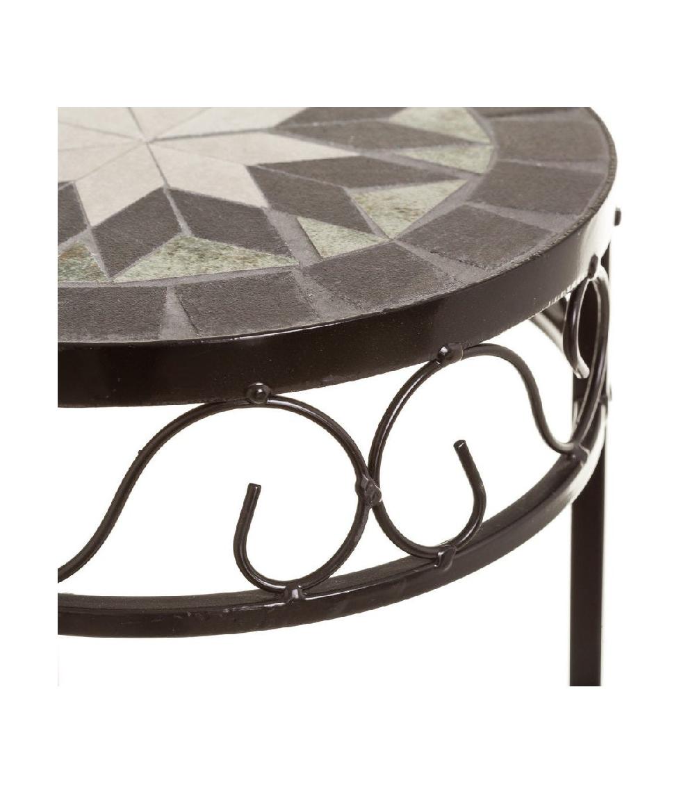 Wadiga Set De 3 Supports Plantes Métal Noir Et Céramique Vert - 30x30x66cm