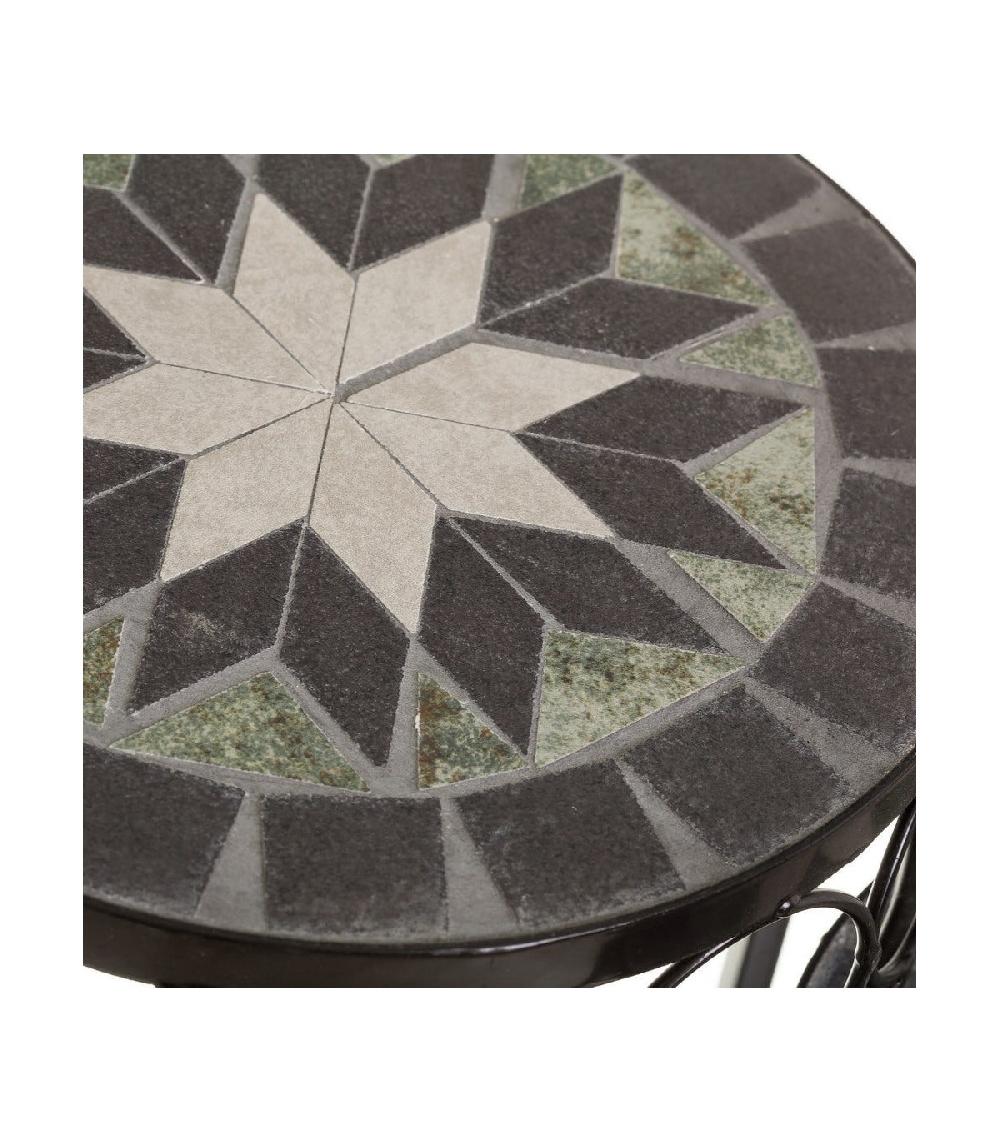 Wadiga Set De 3 Supports Plantes Métal Noir Et Céramique Vert - 30x30x66cm