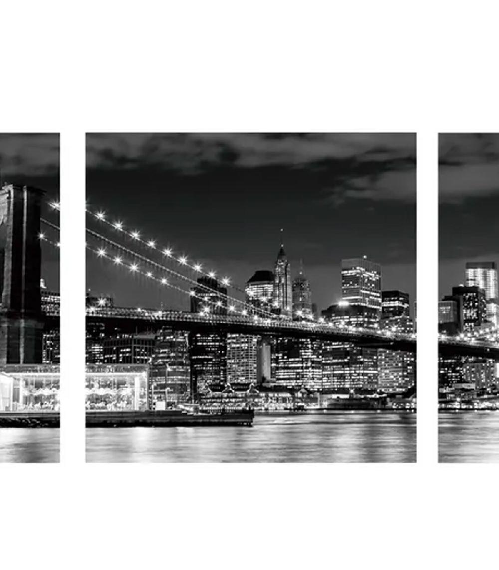 Wadiga Set De 3 Tableaux Décoratifs Photo Brooklyn Bridge 50x50cm