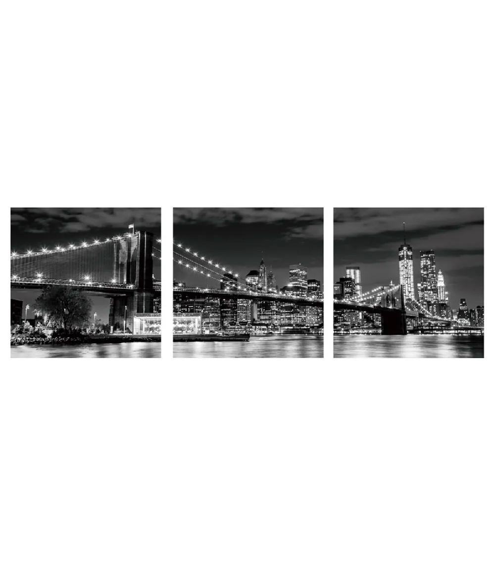 wadiga Set de 3 tableaux décoratifs photo Brooklyn bridge 50x50cm