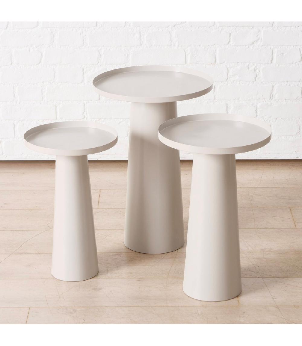 Wadiga Set De 3 Tables D'appoint Ronde En Métal Blanc