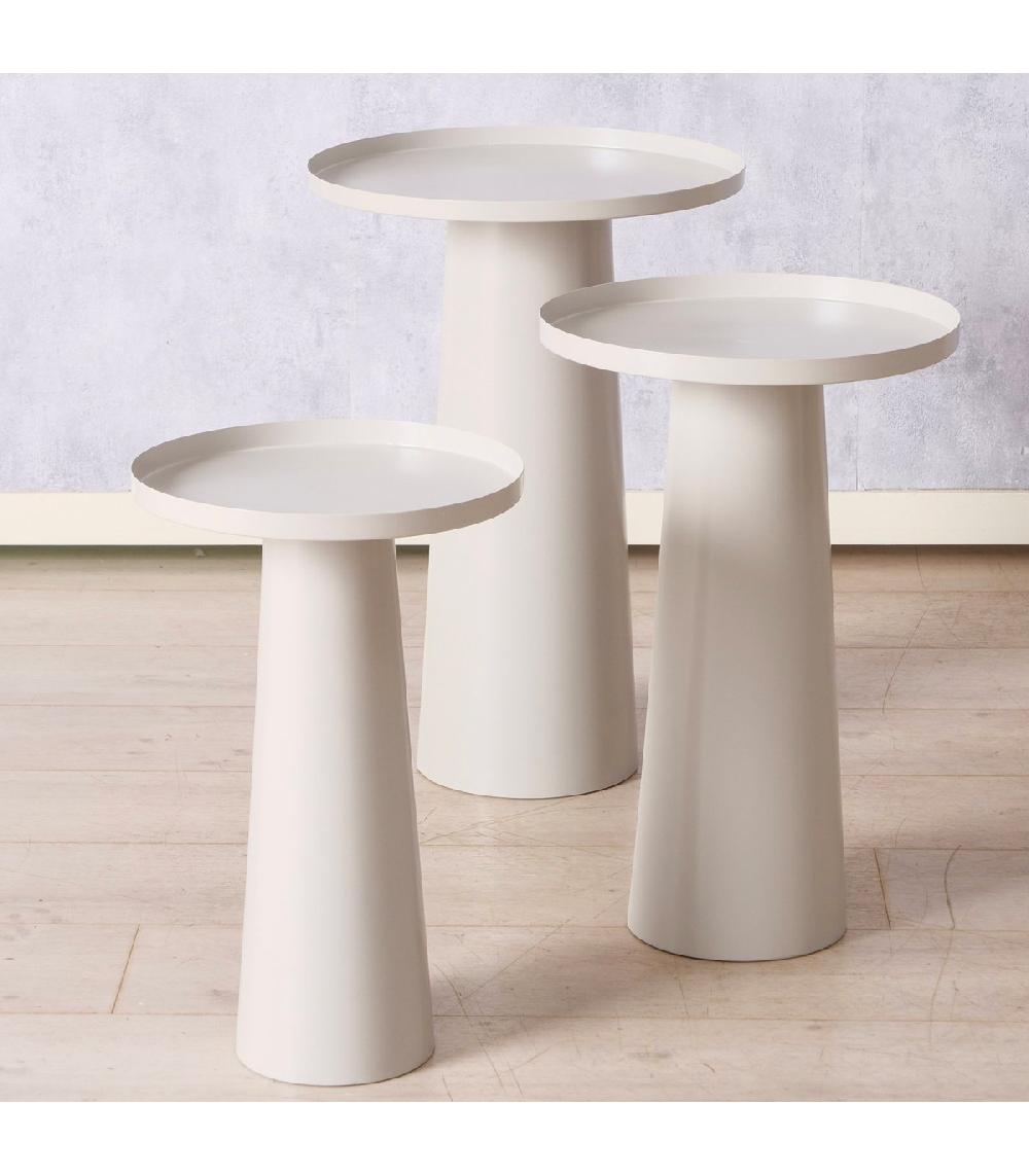 Wadiga Set De 3 Tables D'appoint Ronde En Métal Blanc