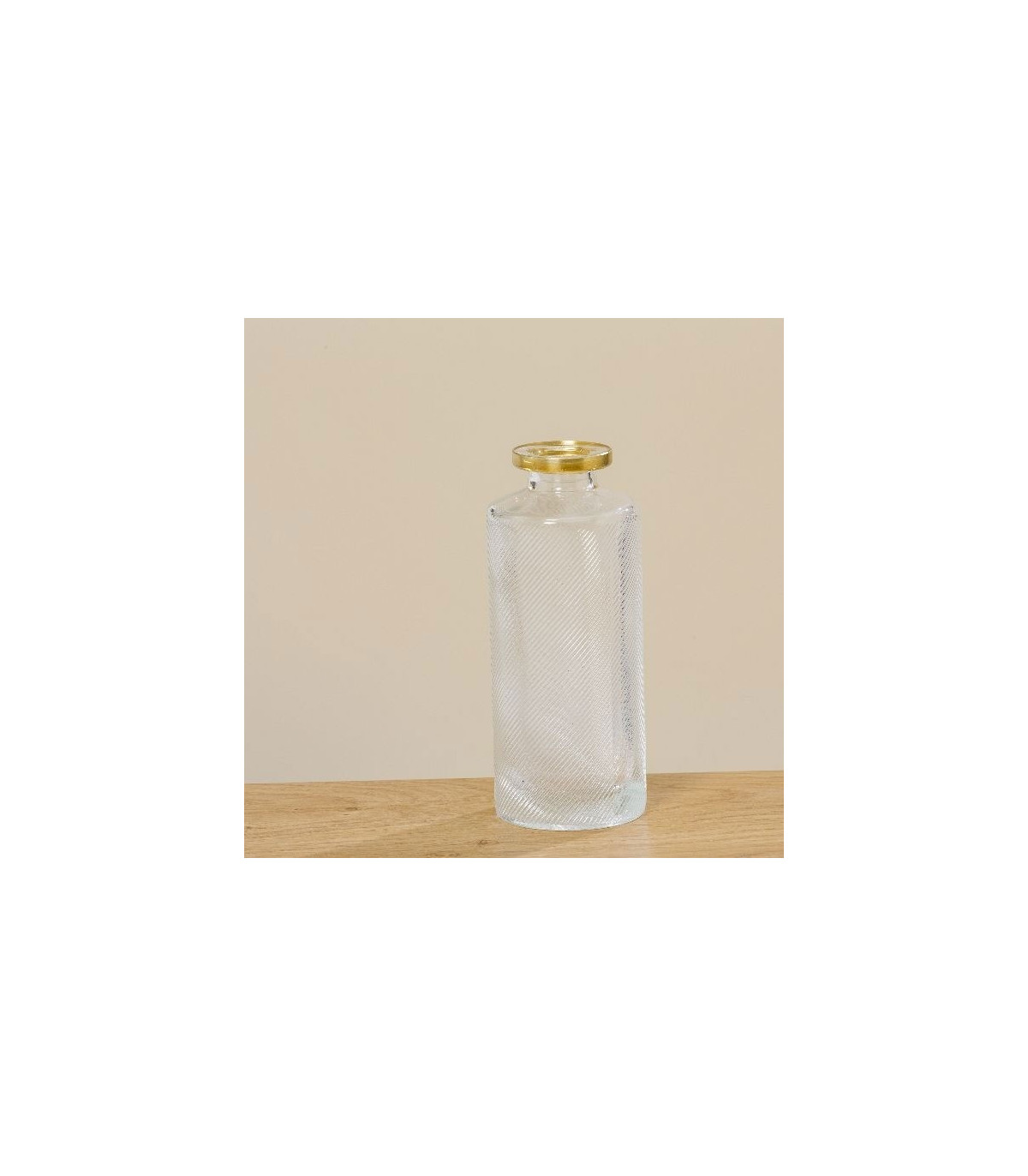 Wadiga Set De 3 Vases Soliflores En Verre Transparent Et Doré - Hauteur 13cm