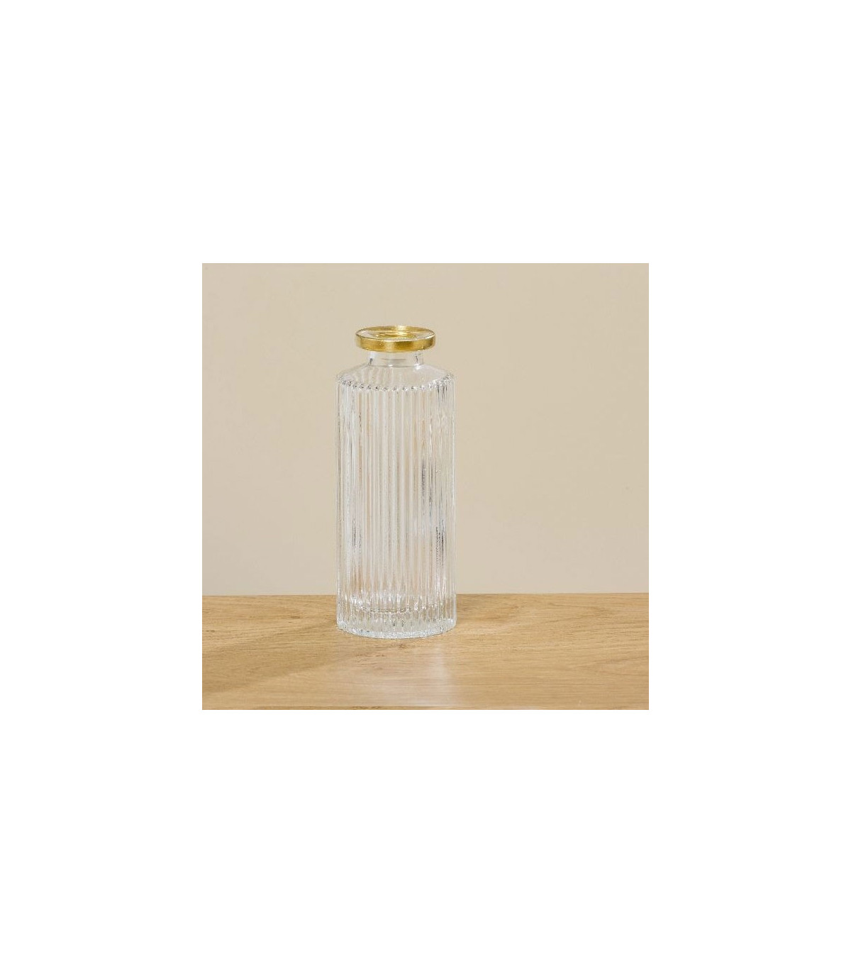 Wadiga Set De 3 Vases Soliflores En Verre Transparent Et Doré - Hauteur 13cm