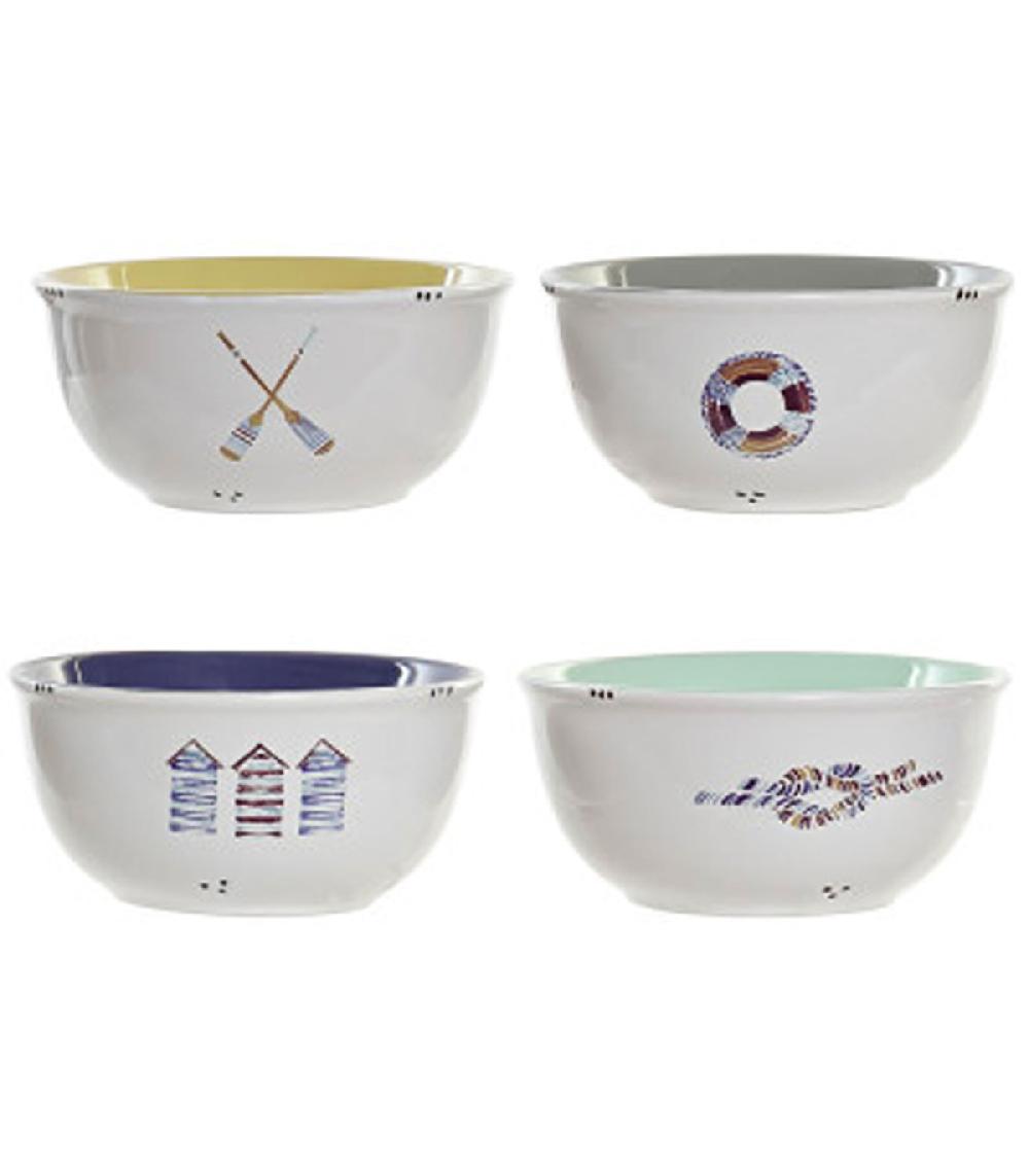 wadiga Set de 4 bols céramique bord de mer 14x14x6.5cm