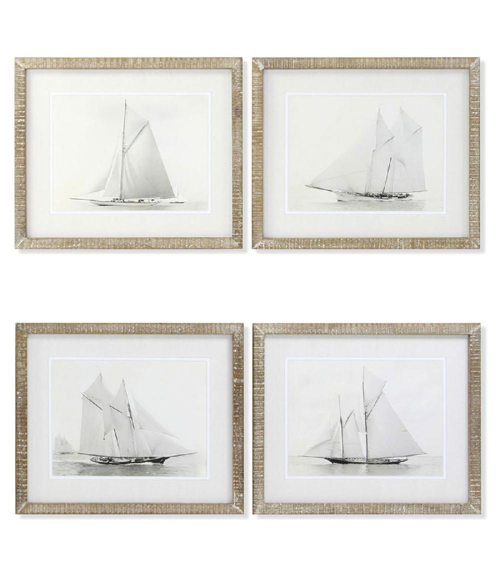 wadiga Set de 4 cadres décoratifs voiliers 60x2x50cm