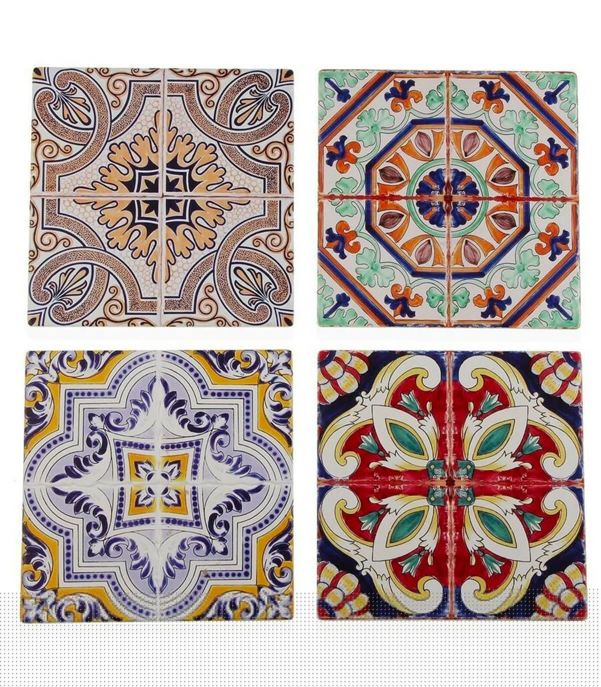 wadiga Set de 4 dessous de plat en liège et ciment façon carreaux 20x20x0.5cm