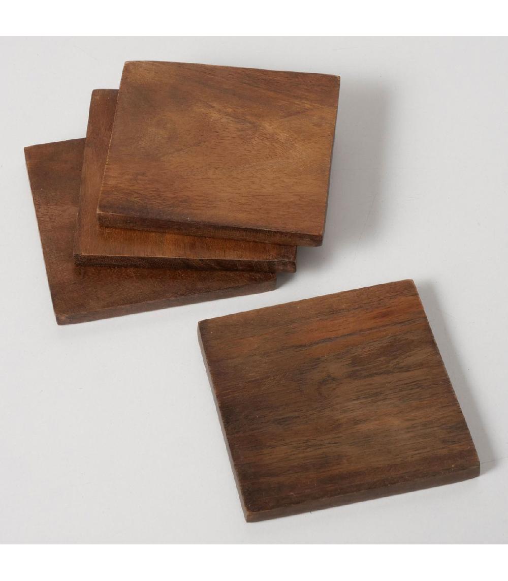 Wadiga Set De 4 Dessous De Verres En Bois De Manguier 10x10x1cm