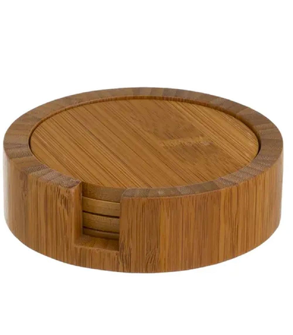 Wadiga Set De 4 Dessous De Verres Ronds En Bambou 11x11x3cm