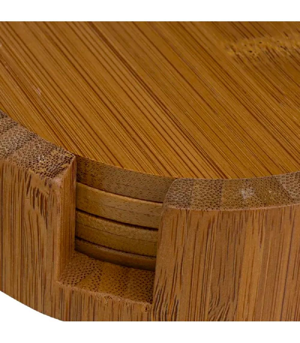 Wadiga Set De 4 Dessous De Verres Ronds En Bambou 11x11x3cm