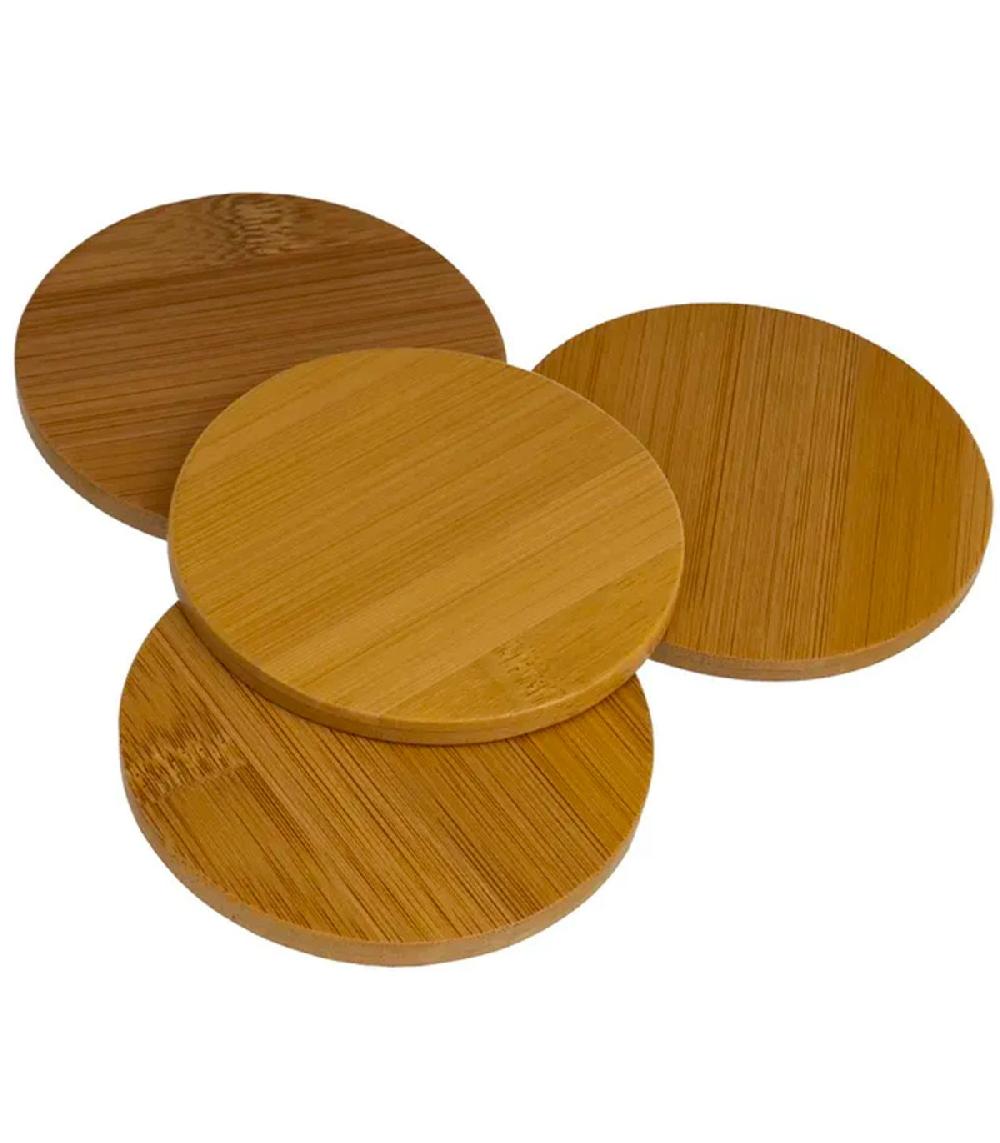 Wadiga Set De 4 Dessous De Verres Ronds En Bambou 11x11x3cm