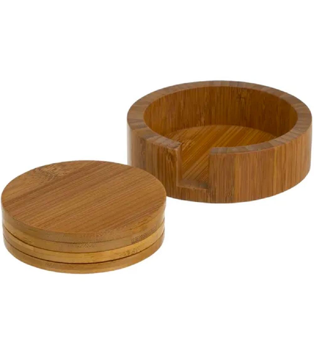 wadiga Set de 4 dessous de verres ronds en bambou 11x11x3cm