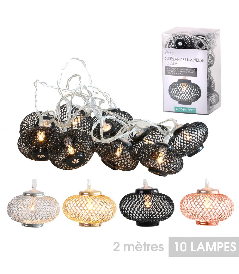 Wadiga Set De 4 Guirlandes Lumineuses Led Noir Or Rose Argent - 2M