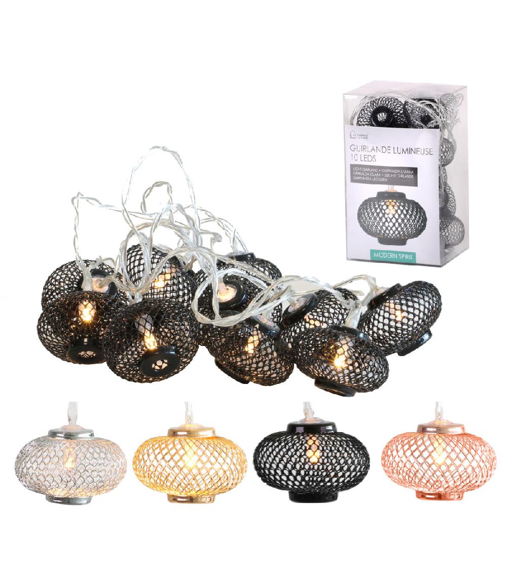 wadiga Set de 4 Guirlandes Lumineuses Led Noir Or Rose Argent - 2M