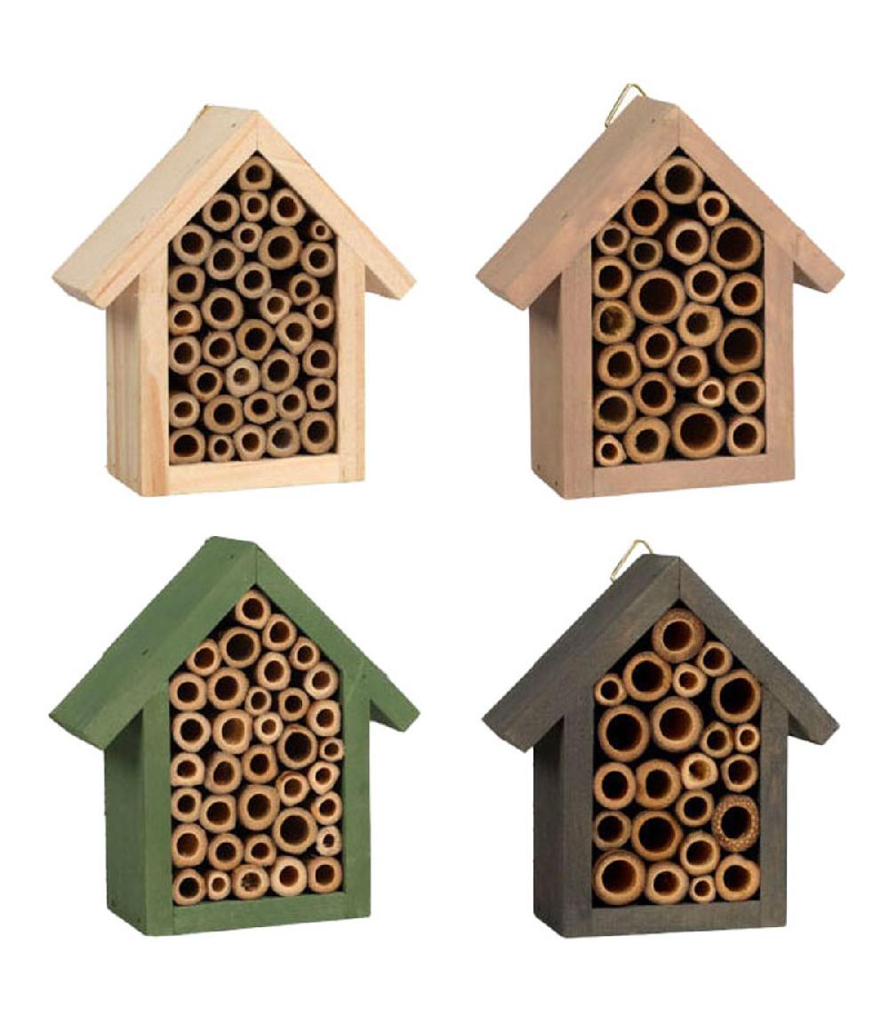 wadiga Set de 4 hôtels à insectes en bois 10x11x4cm