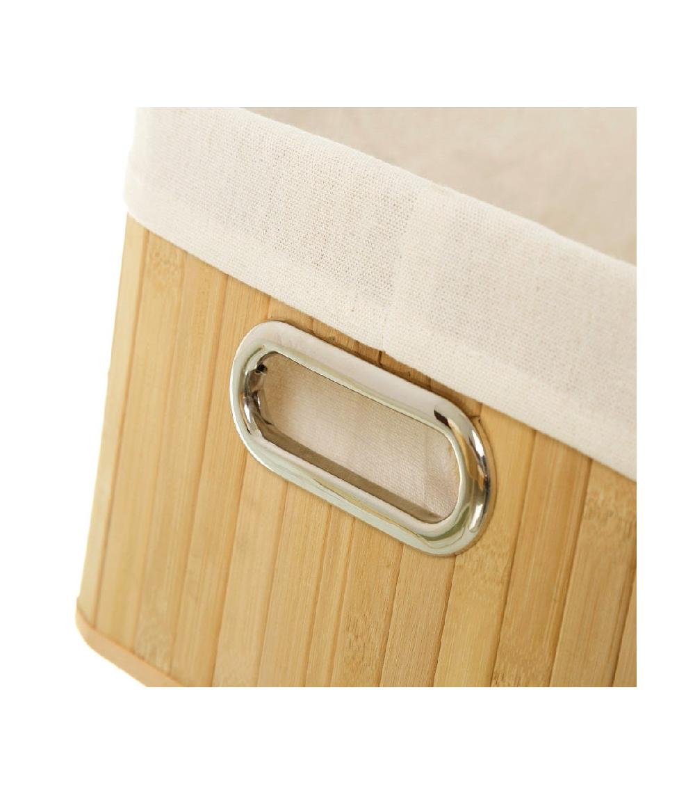 Wadiga Set De 4 Paniers De Rangement Pour Salle De Bain Bambou - 41x28x18cm