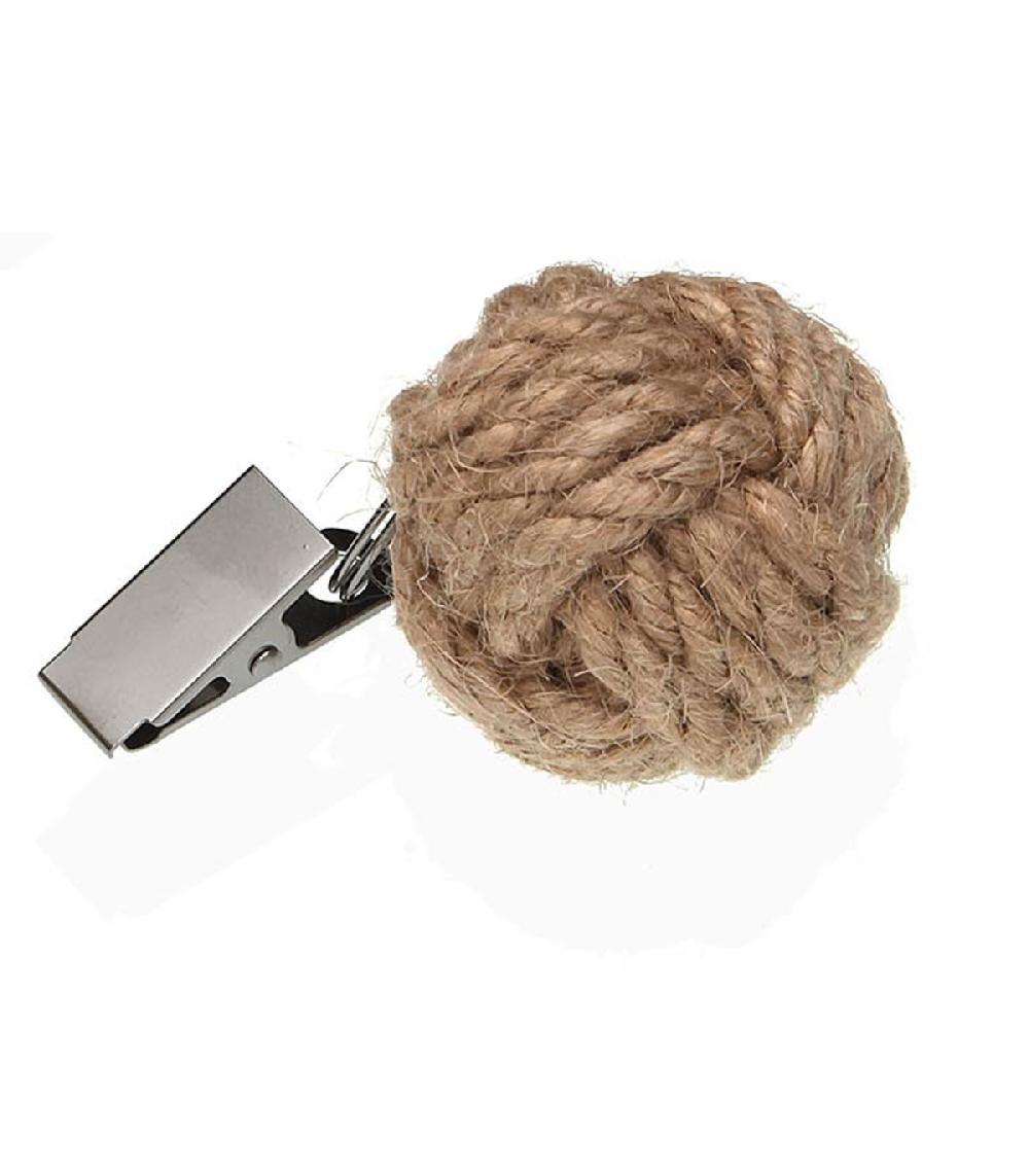 Wadiga Set De 4 Poids De Nappe Noeuds Corde Jute 3.8x3.8x3.8cm