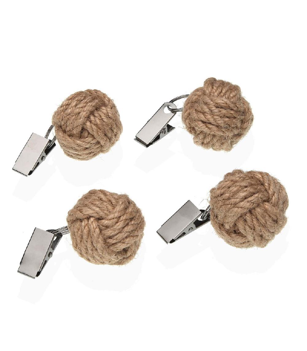 wadiga Set de 4 poids de nappe noeuds corde jute 3.8x3.8x3.8cm