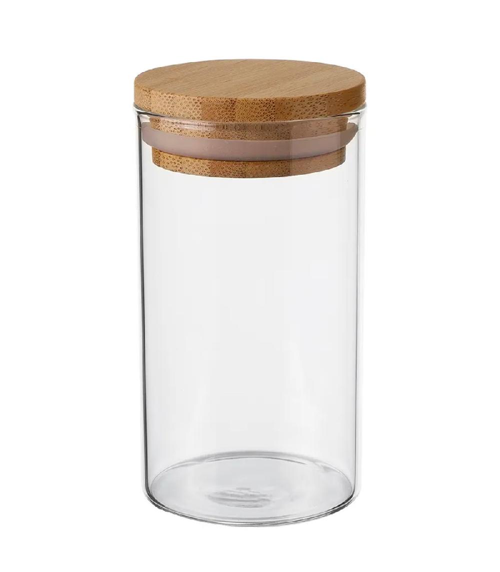 Wadiga Set De 4 Pots à épices En Verre Et Plateau En Bambou