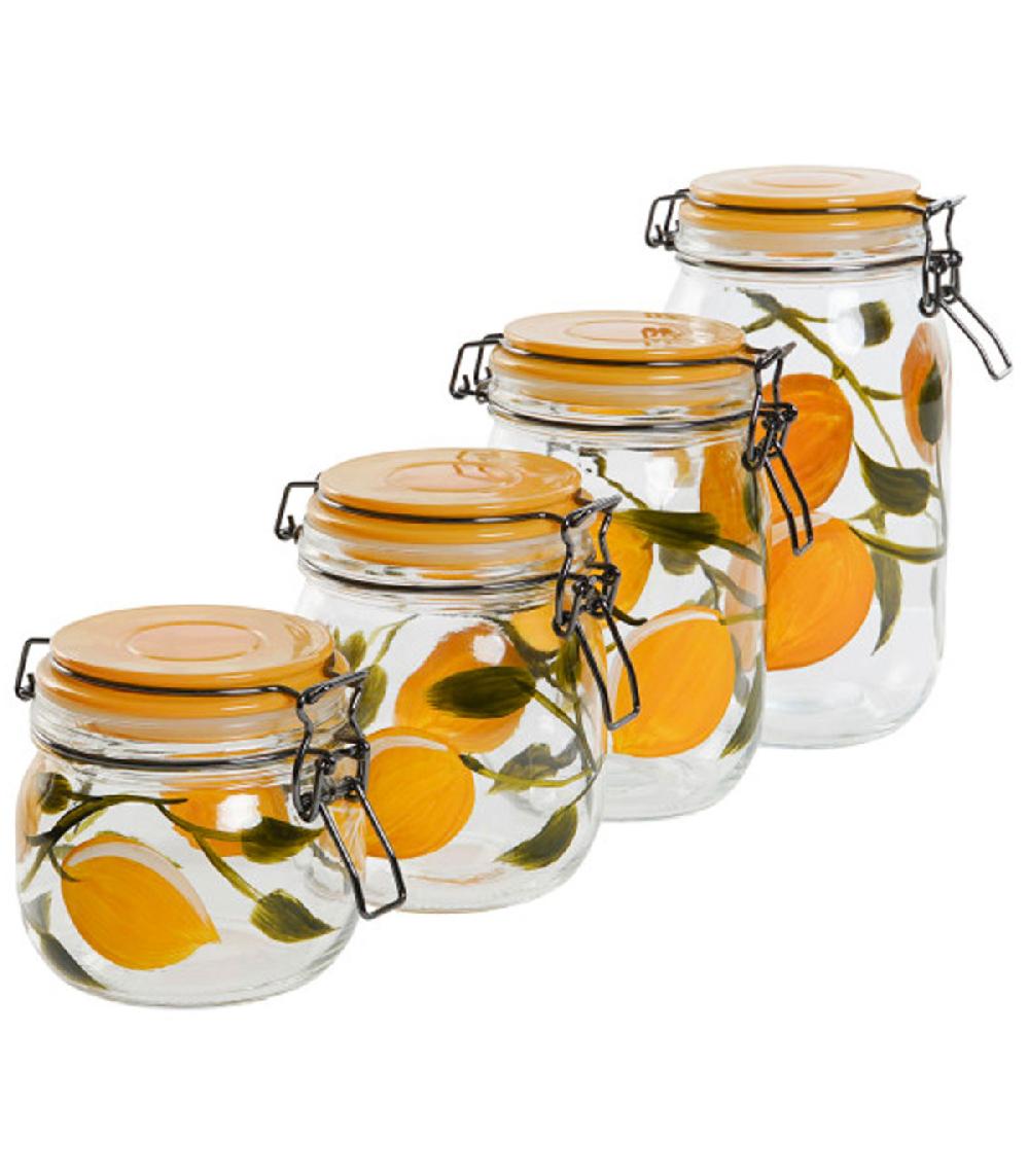 Wadiga Set De 4 Pots Hermétiques En Verre Citrons 11.5x11.5x27cm
