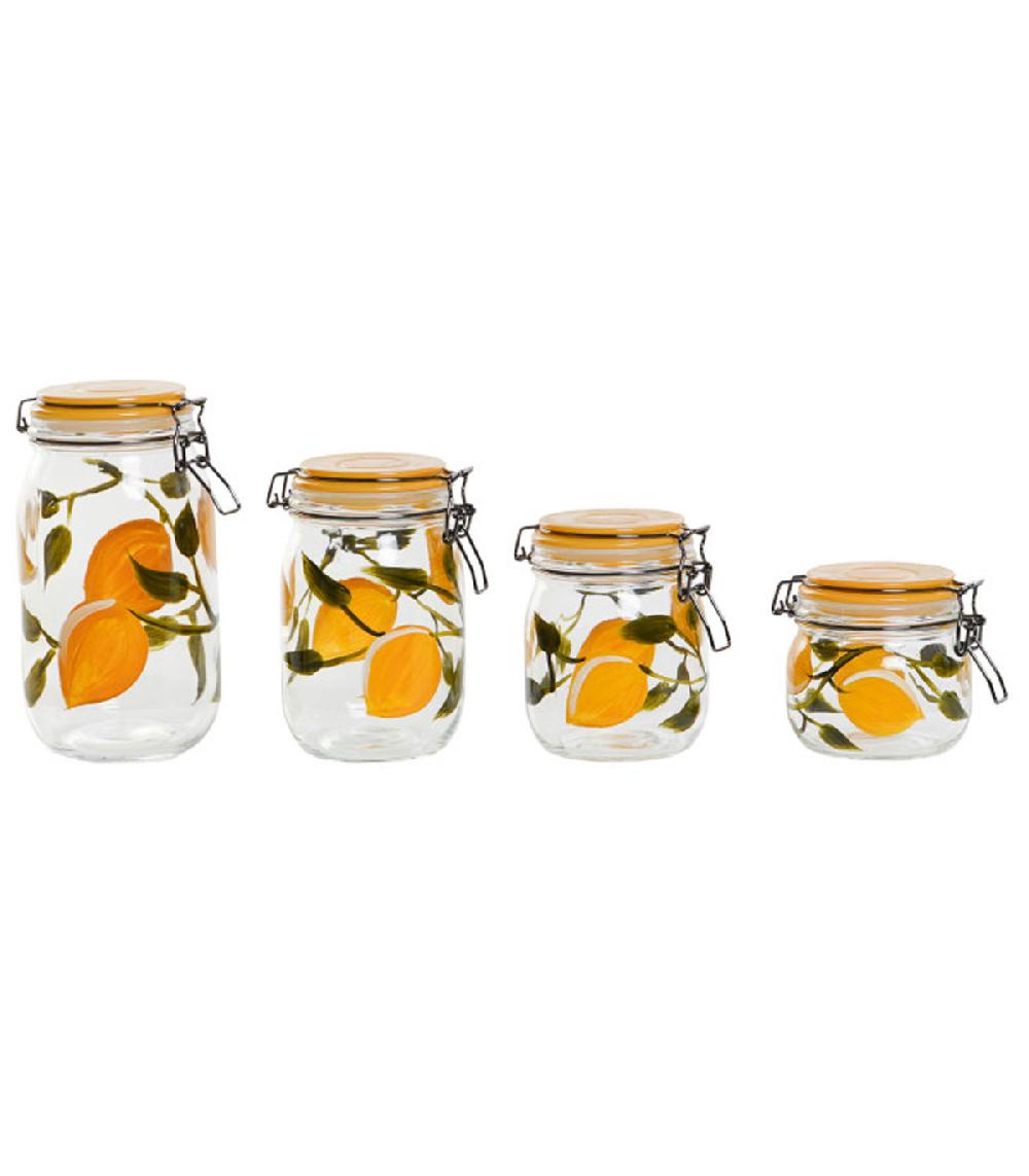 wadiga Set de 4 pots hermétiques en verre citrons 11.5x11.5x27cm