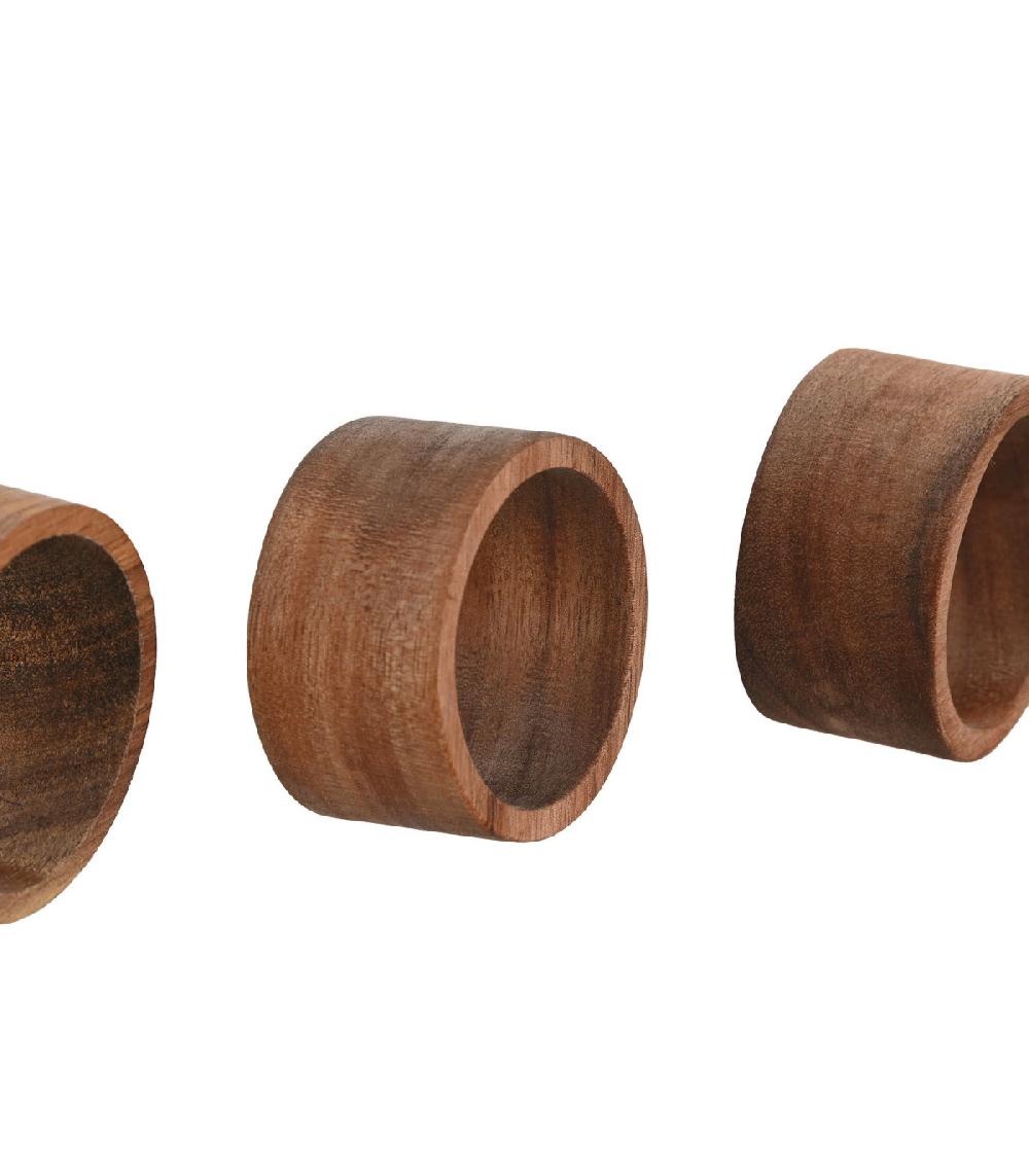 Wadiga Set De 4 Ronds De Serviette En Bois D'acacia 5.5x5.5x3cm