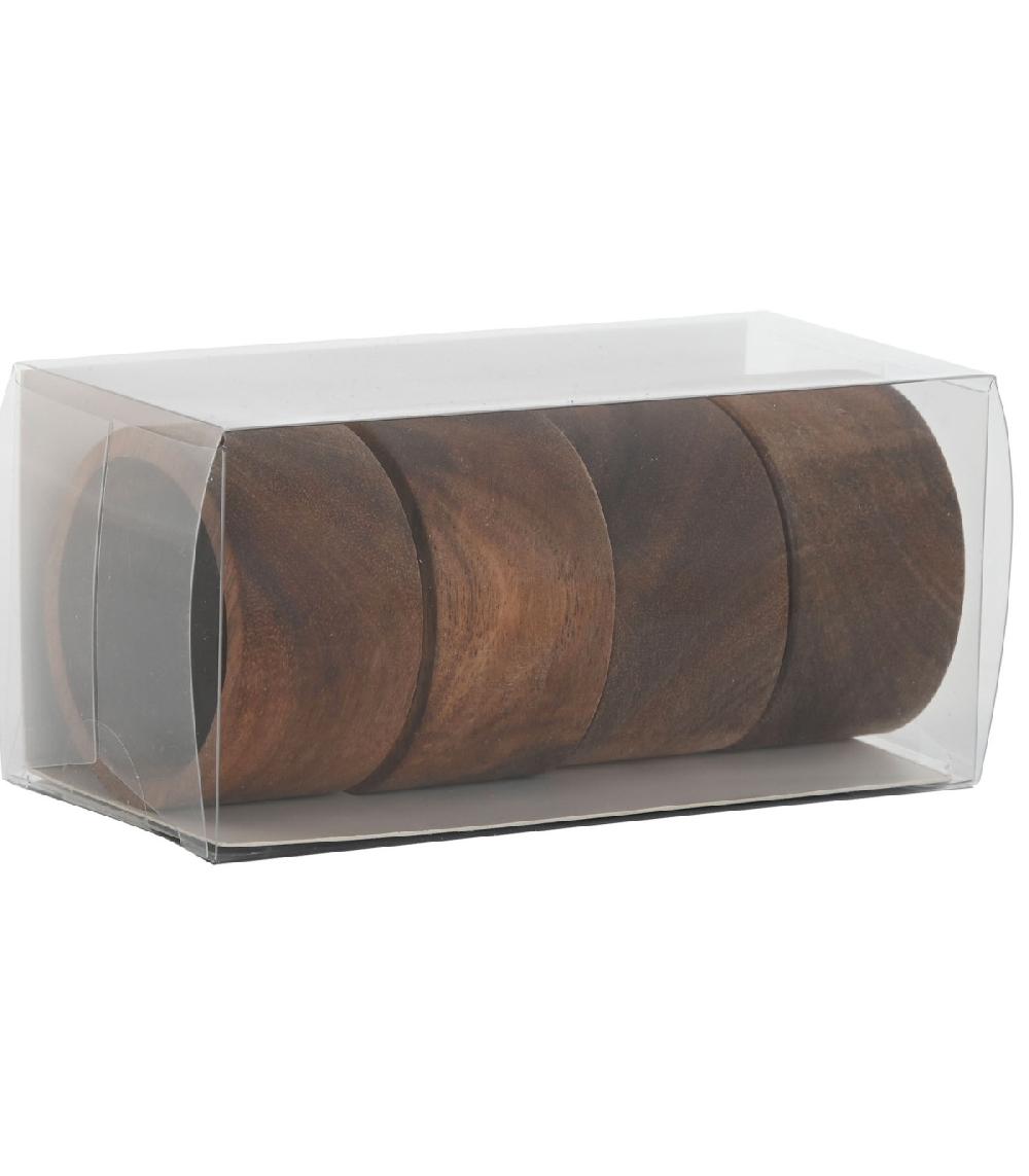 Wadiga Set De 4 Ronds De Serviette En Bois D'acacia 5.5x5.5x3cm