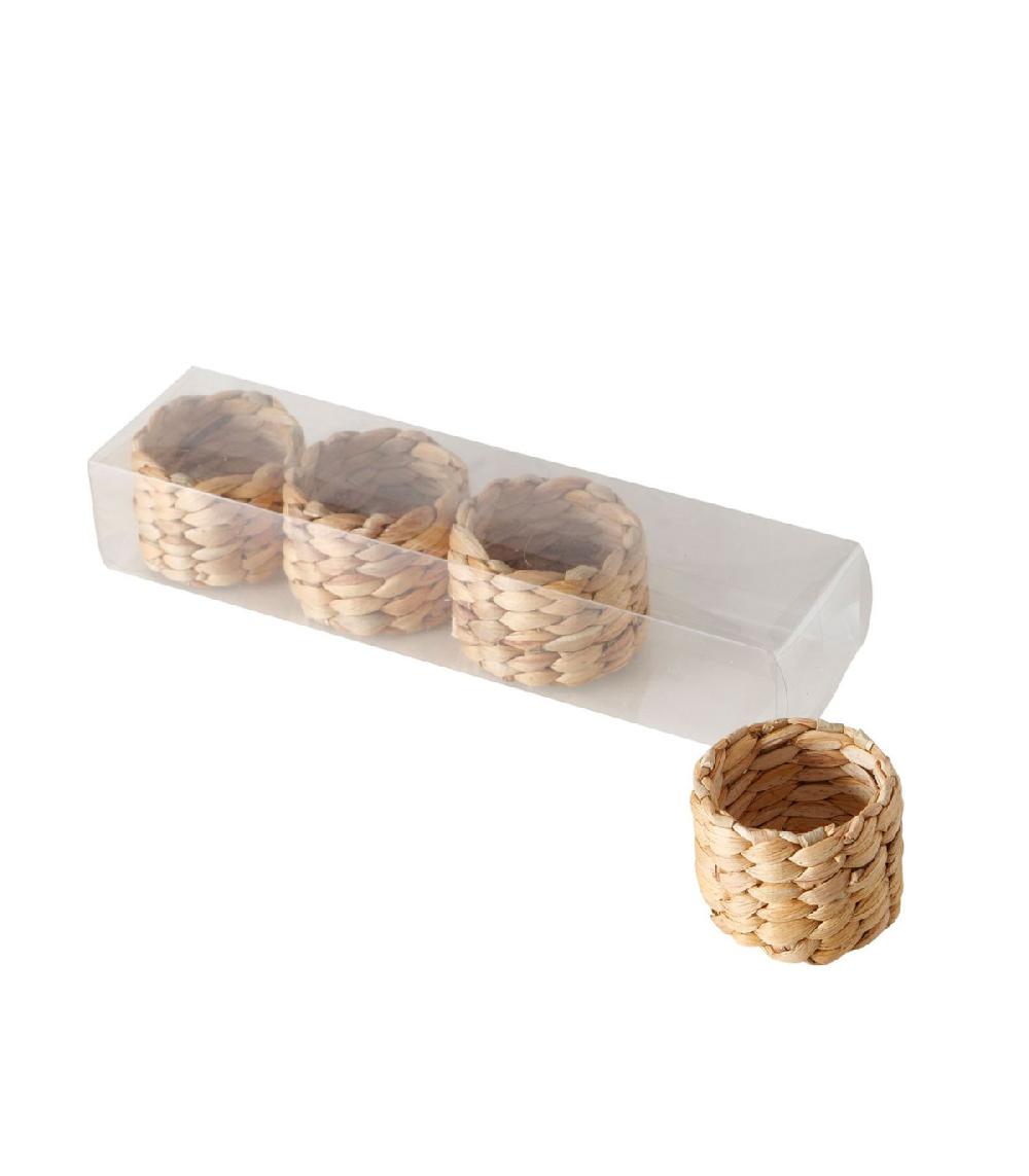 wadiga Set de 4 ronds de serviette en jacinthe d'eau tressée