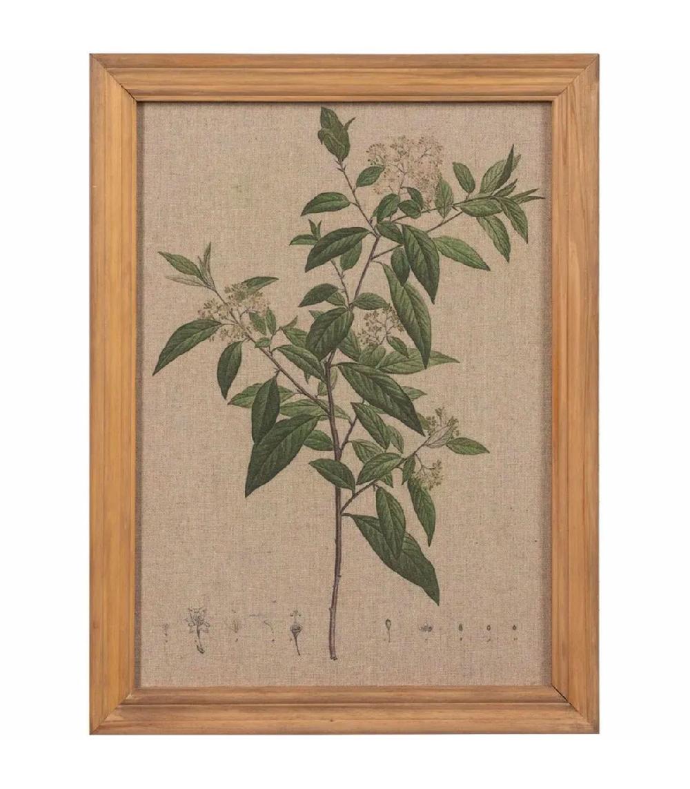 Wadiga Set De 4 Tableaux Bois Et Toile Impression Botanique 33x1.8x43cm