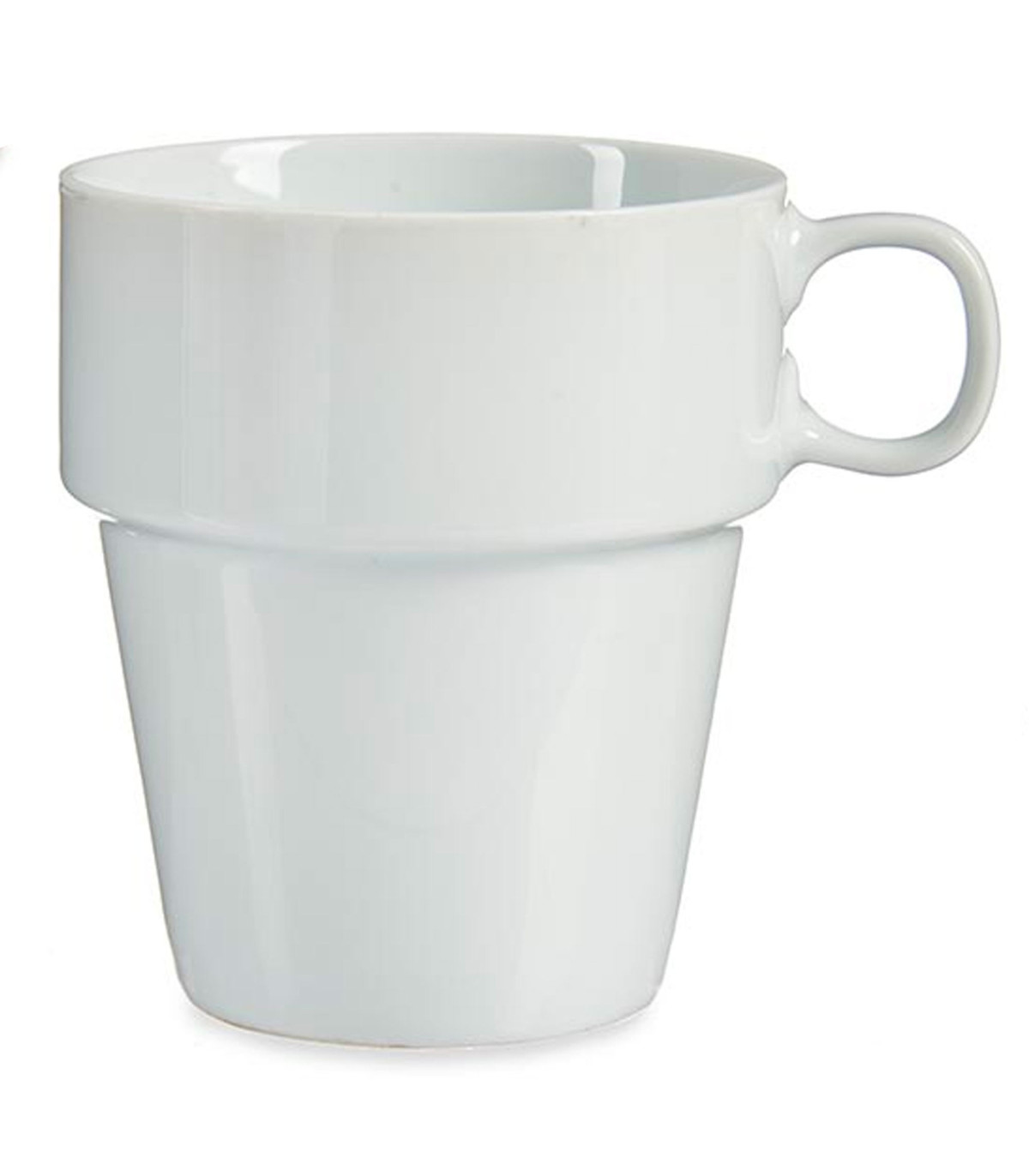 Wadiga Set De 4 Tasses En Porcelaine Blanche Empilables Avec Support Métal