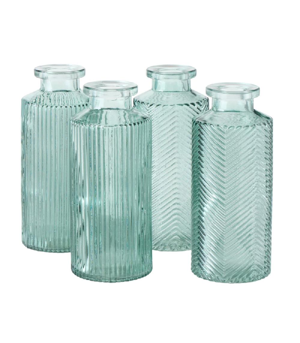 wadiga Set de 4 vases soliflores en verre vert 6x6x13.8cm