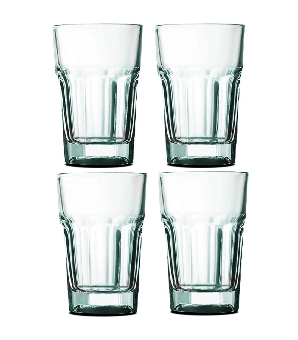 wadiga Set de 4 verres à eau en verre recyclé bistrot 29.5cl