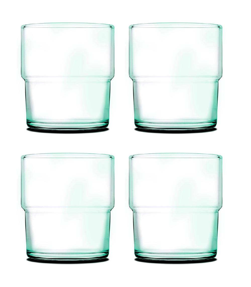 wadiga Set de 4 verres à eau en verre recyclé bistrot 30cl