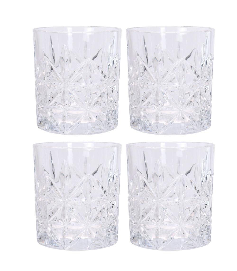 wadiga Set de 4 verres à whisky avec motifs embossés 230ml