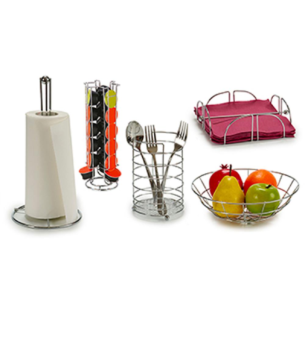 Wadiga Set De 5 Accessoires De Cuisine En Métal Chromé