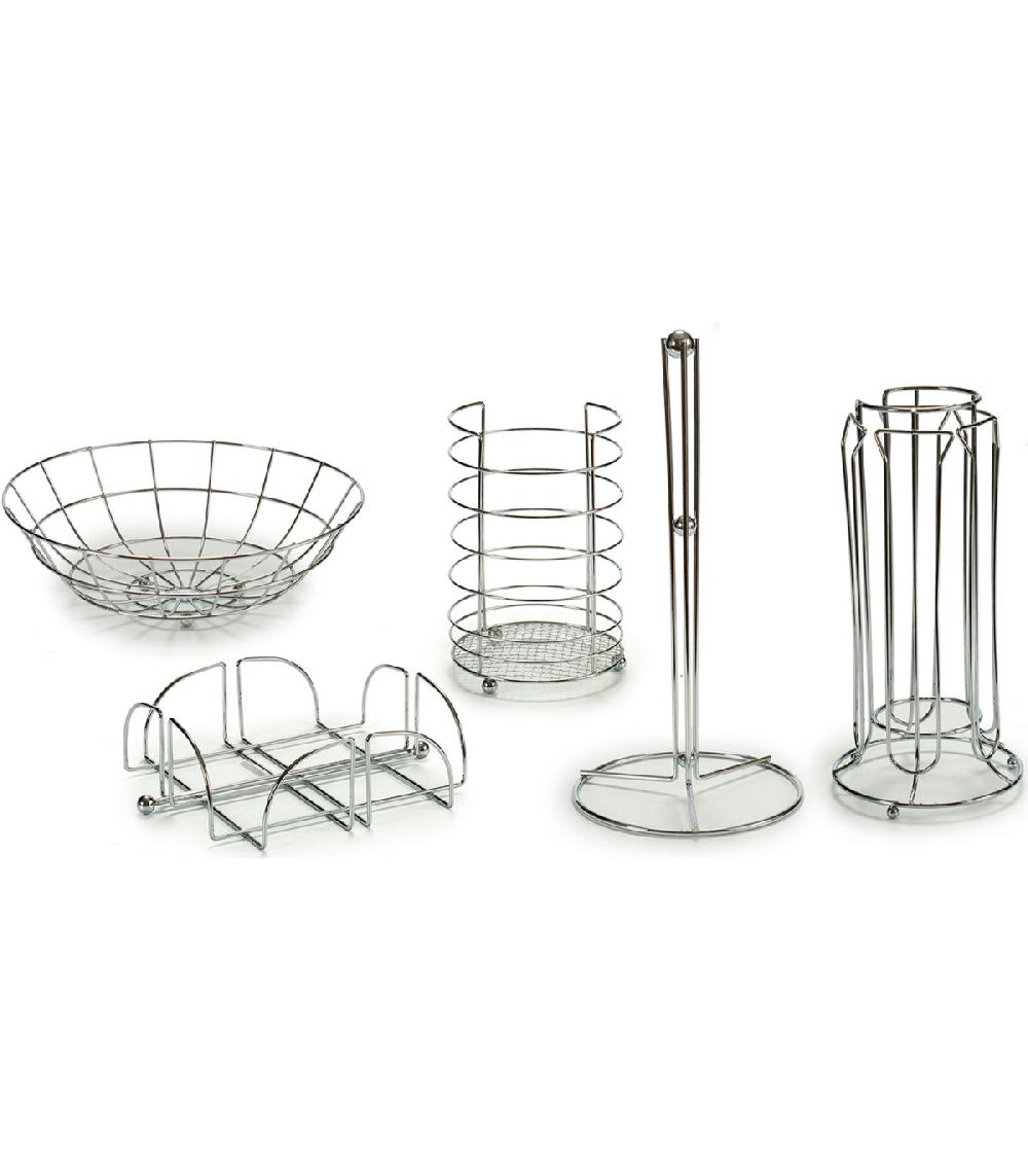 wadiga Set de 5 accessoires de cuisine en métal chromé
