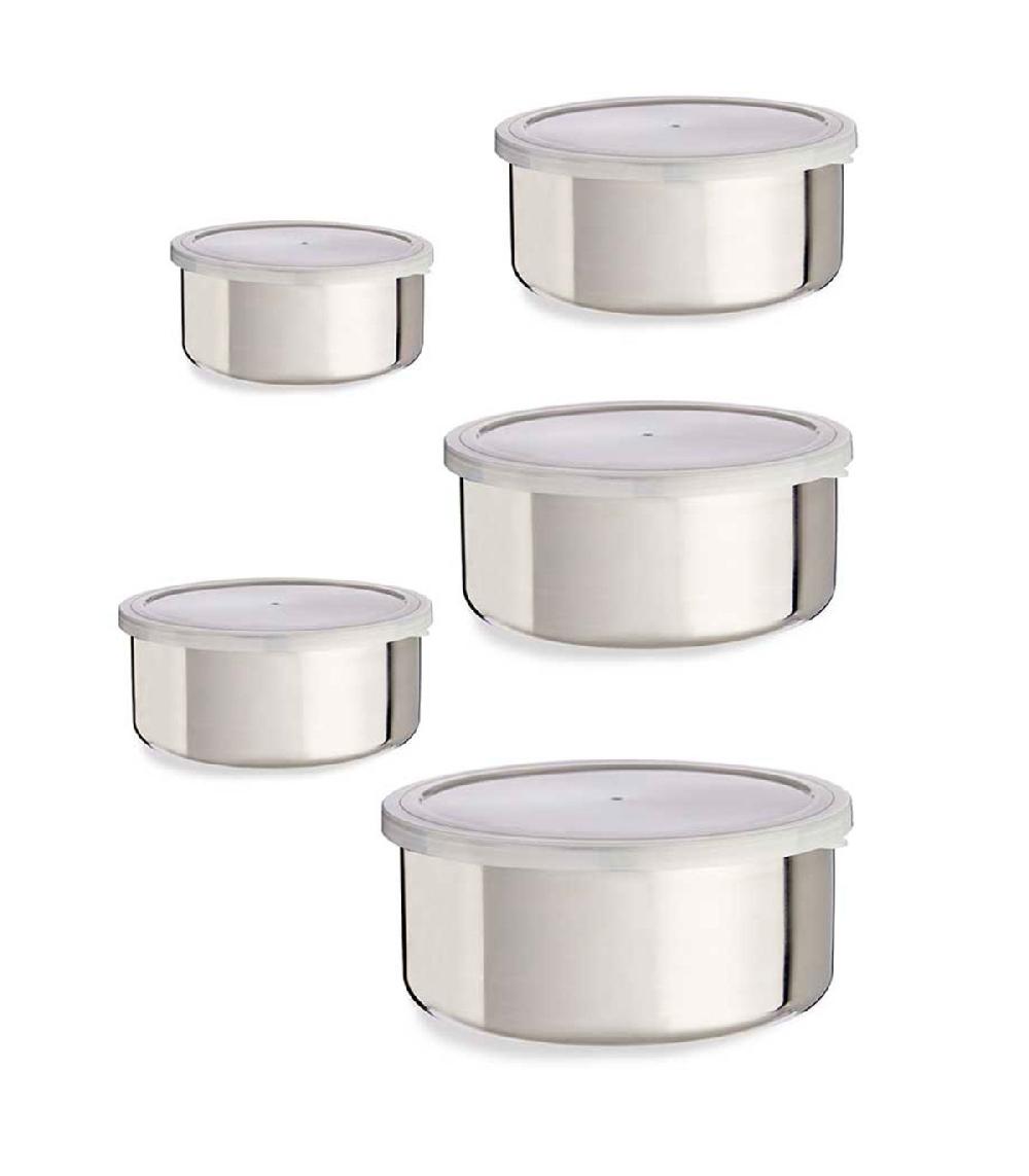 Wadiga Set De 5 Boîtes De Conservation Rondes En Inox
