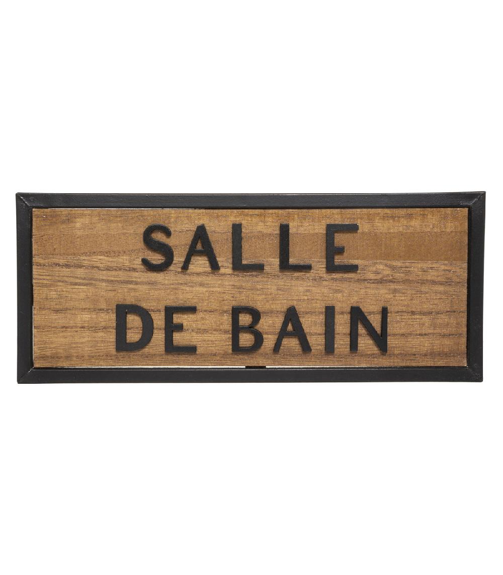 Wadiga Set De 5 Plaques De Porte Signalétiques En Bois Et Métal Noir