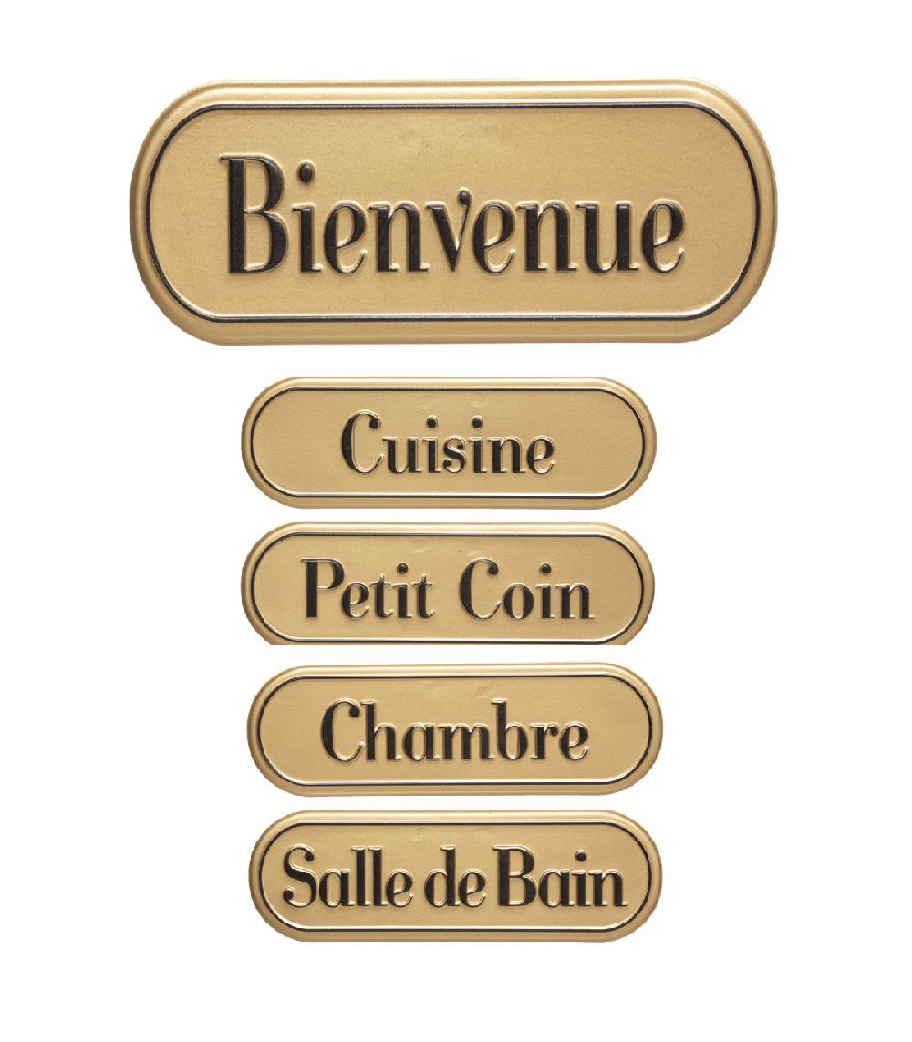 wadiga Set de 5 plaques de porte signalétiques en métal doré