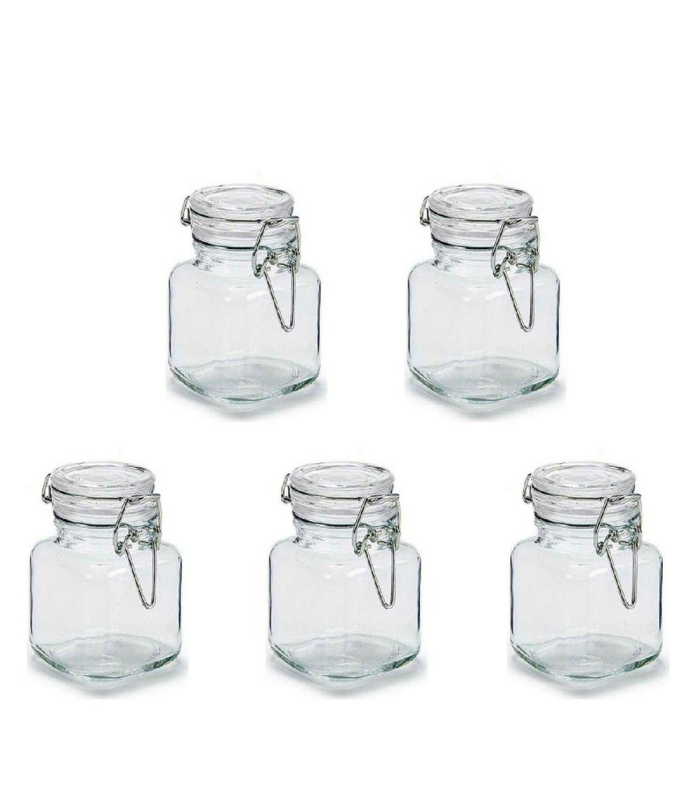 wadiga Set de 5 pots à épices en verre fermeture clip