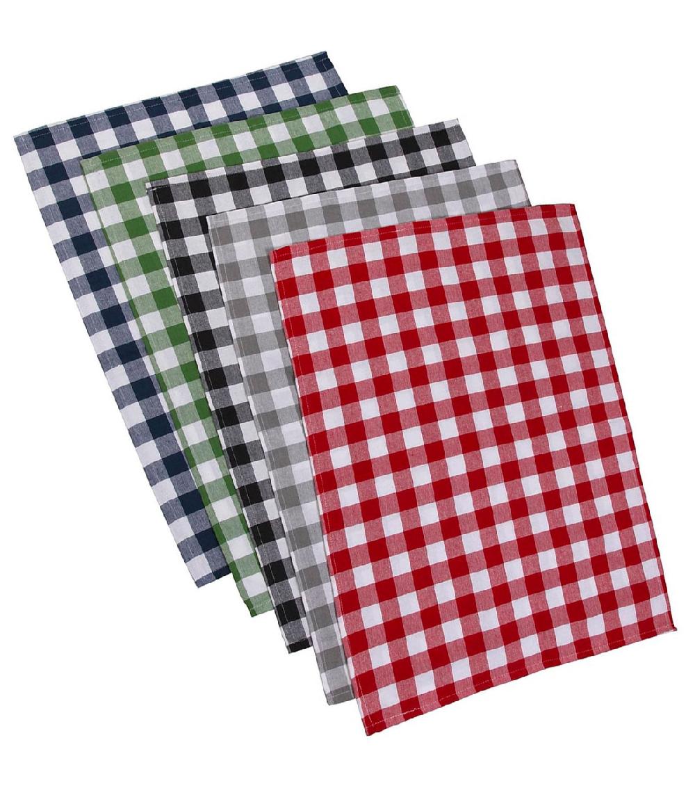 wadiga Set de 5 torchons à carreaux 100% coton 50x70cm